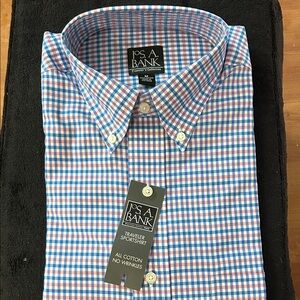 Jos. A. Bank Blue & Pink Check Button-Down Shirt